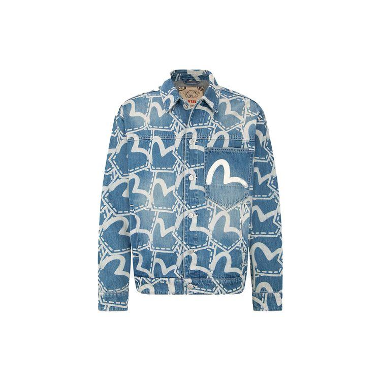 Evisu Full Print Seagull Denim Jacket Men Jackets Denim-Blue 2EAHTM2DJ722LFCT