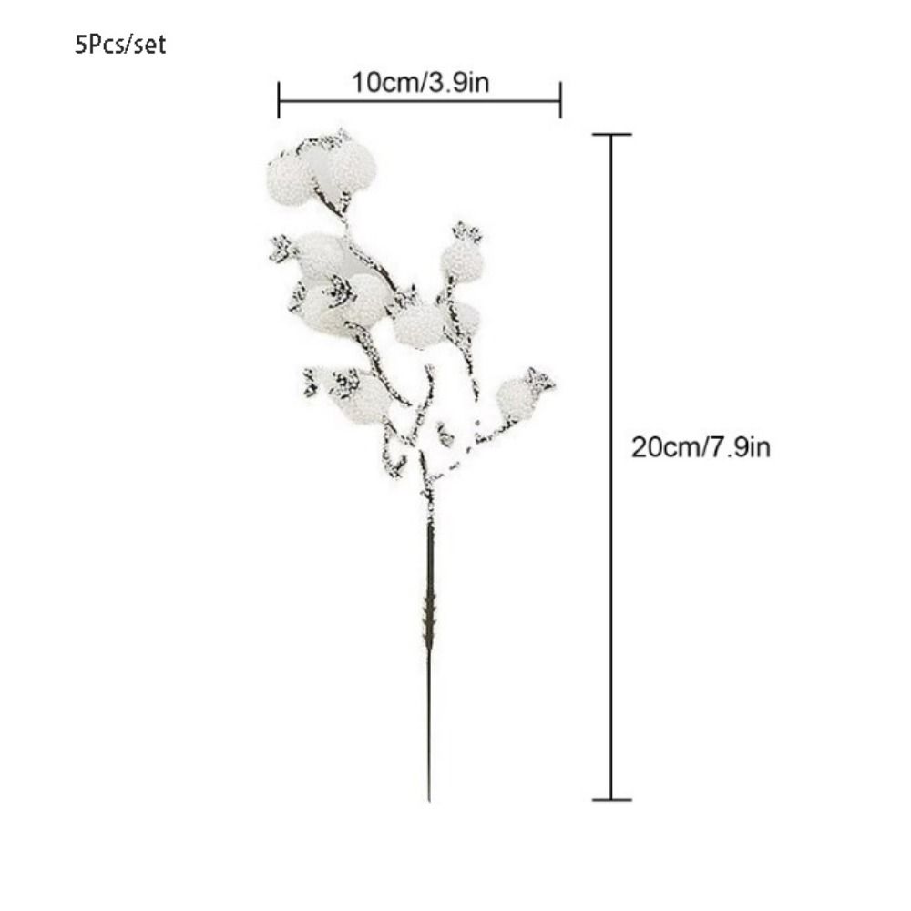 5Pcs/set Handmade Artificial White Berry DIY Christmas Tree Ornament  Party Supplies