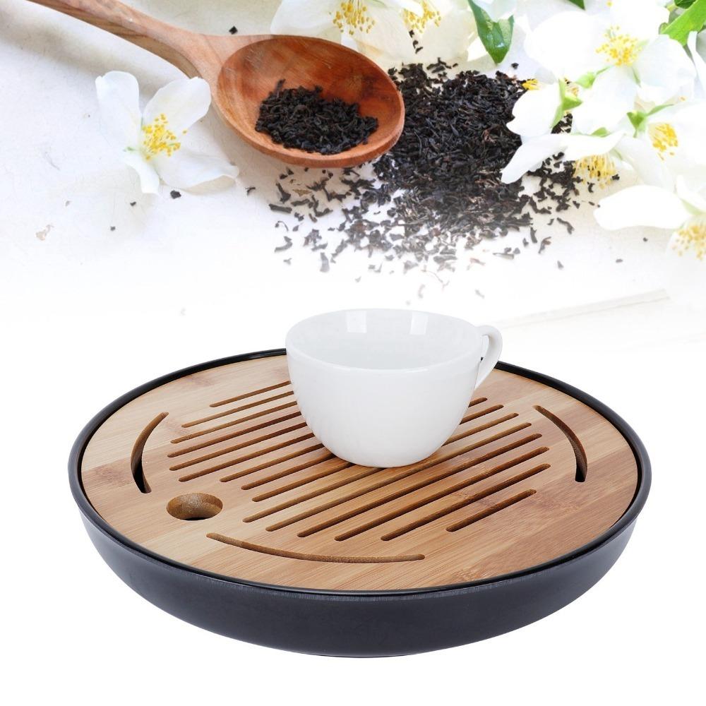 Bamboo Material Bamboo Tea Tray Black Color Kungfu Tea Tray  Chinese Vintage Tea Set