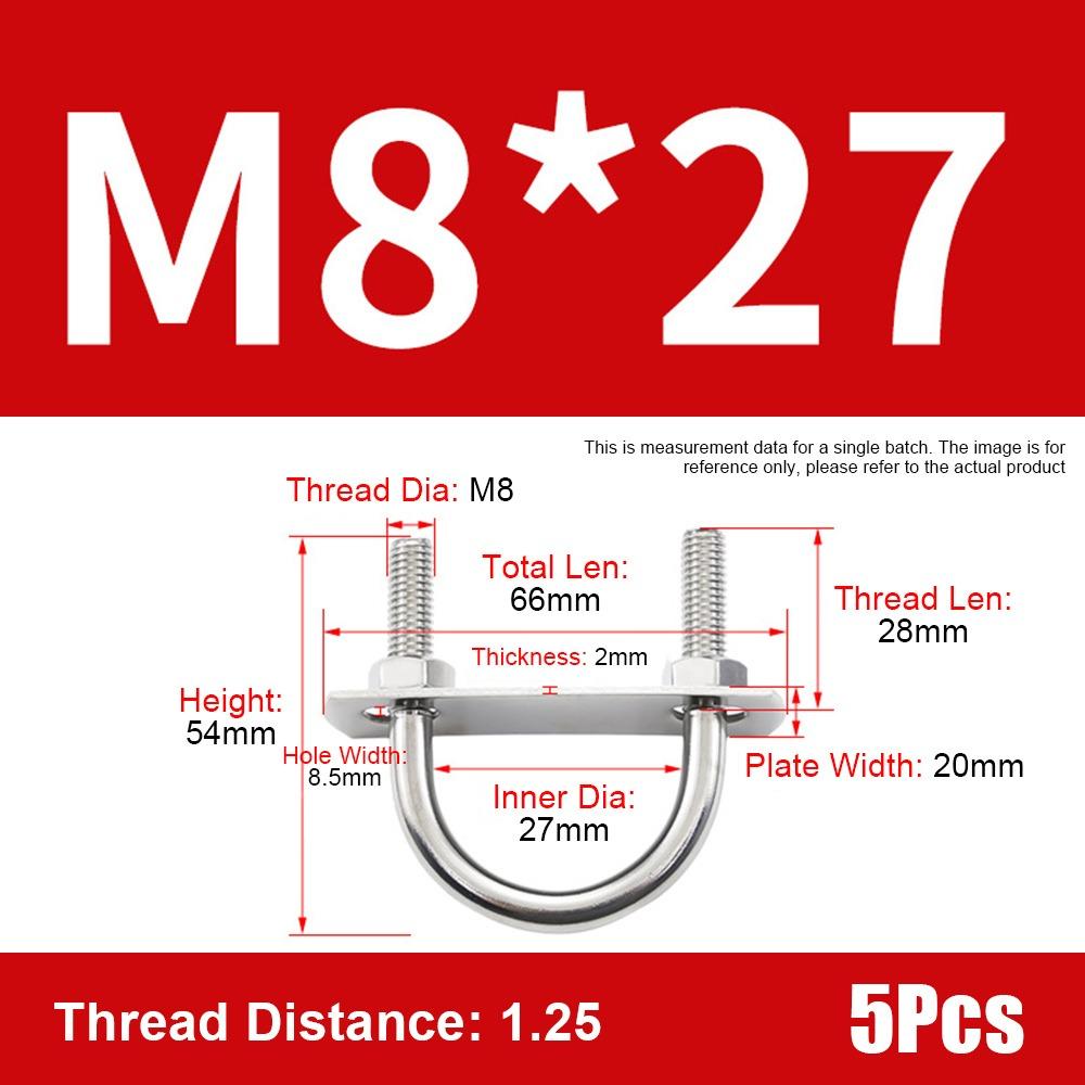 1Set With Baffle M8 Round Tube Clamp 304 Stainless Steel Round Bolt  for Round Tube