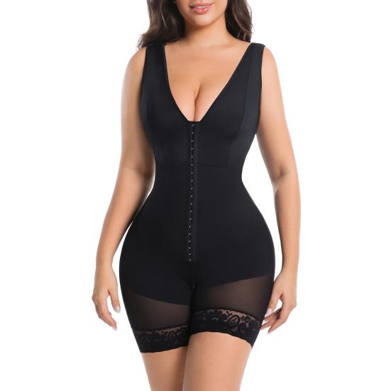 

Корректирующее белье для женщин с контролем живота Беспроводная поддержка груди Формирователь Бесшовный боди для подтяжки живота и бедер Дышащее послеродовое белье XL чёрный