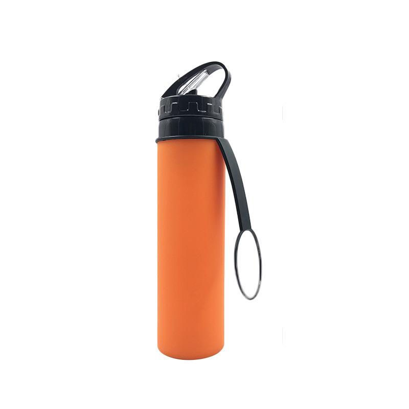 Creative Silicone Folding Active Water Bottle with Chain Outdoor Activity Lightweight Cold Water Bottle 600ml Water Cup