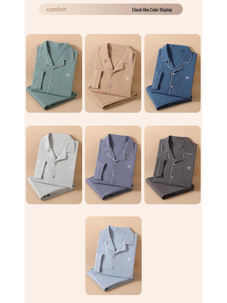 Cat Man 2025 Men's All-Cotton Long Sleeve Homewear Set for Teens