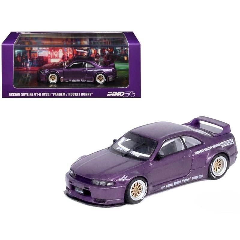 INNO Models 1/64 Nissan Skyline GT-R (R33) PANDEM ROCKET BUNNY Purple фиолетовый