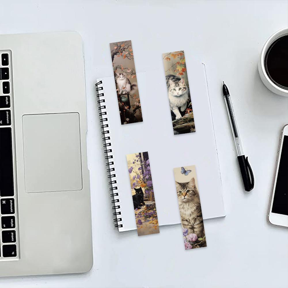 30PCS Japanese Style Cat Bookmarks European And Shadow Decoration Creative Landscape Bar Durable Reading Photography Accessories