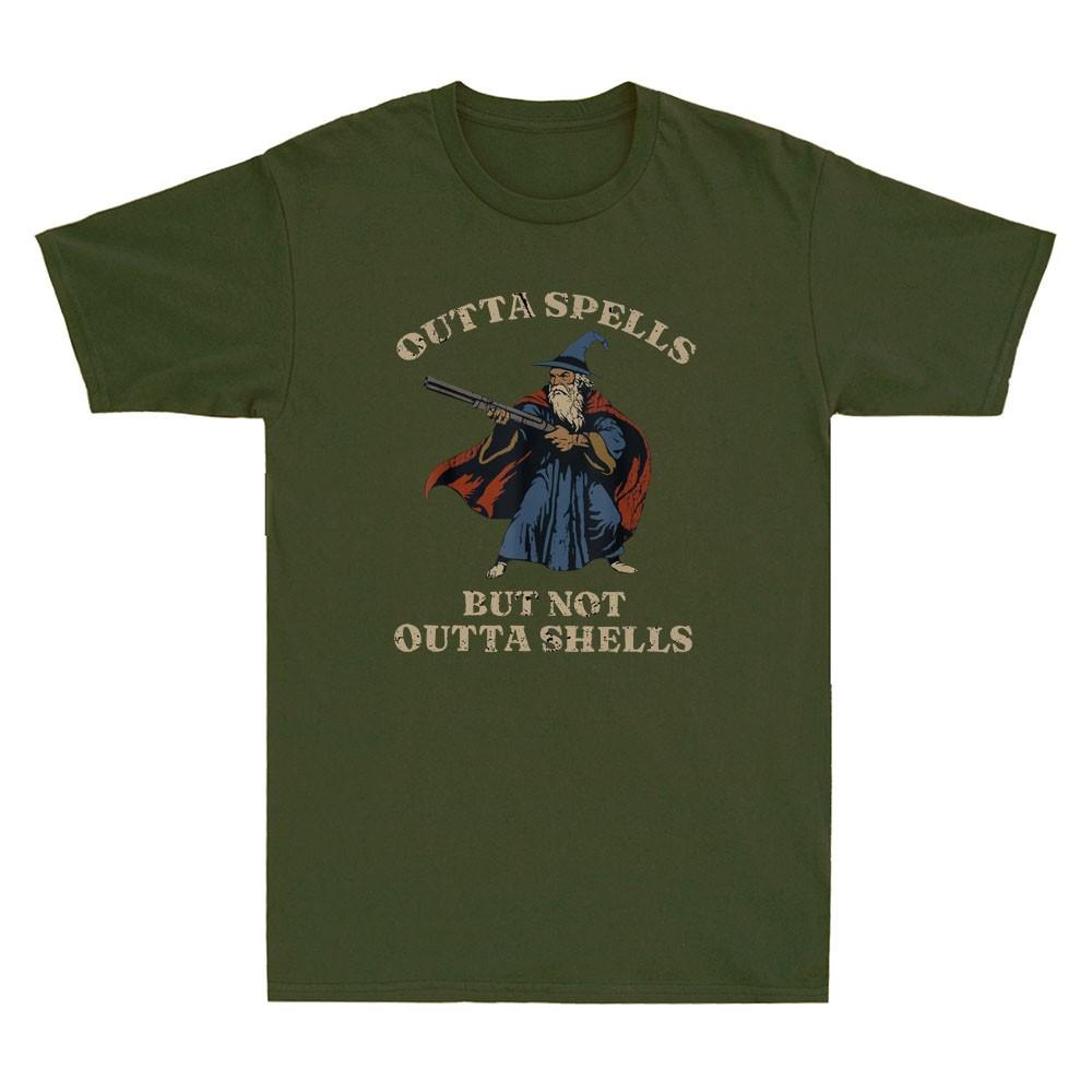 Outta Spells But Not Outta Shells Funny Wizard Fantasy Meme Retro Unisexs Tshirt