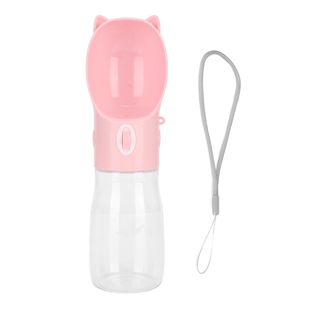 Dog Water Bottle Leakage Proof Dishwasher Safe Portable Pet Drinking Bottle for Cat Puppy Rabbit 380ml Pink S