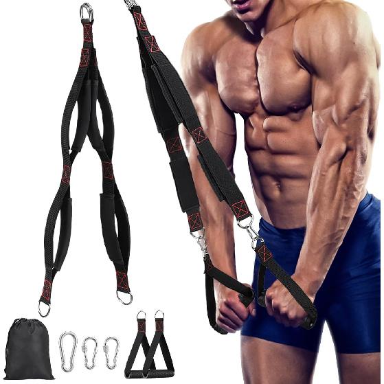 TOBWOLF Tricep Rope Cable Attachment with Removable Non-Slip Handles, Tricep Pull Down Rope for Gym Use, Multi Workout Tricep Pull Down Attachment