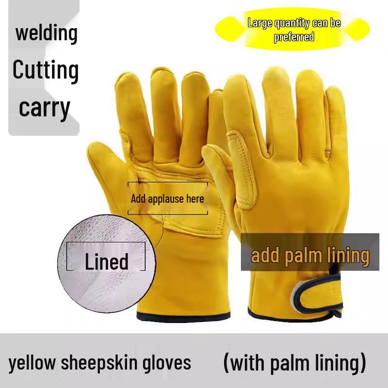 Sheepskin Leather Velcro Welding Gloves: Soft, Flexible, Heat-Resistant for Labor Protection