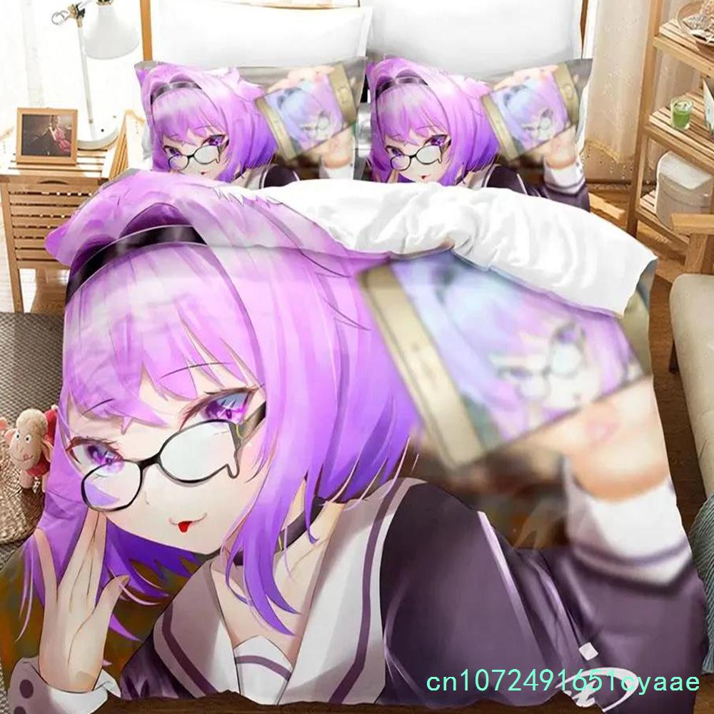 Hololive Nekomata Okayu Bedding Set Single Twin Full Queen King Size Aldult Bedroom Duvetcover 3D Anime Boys Cover Bed Set
