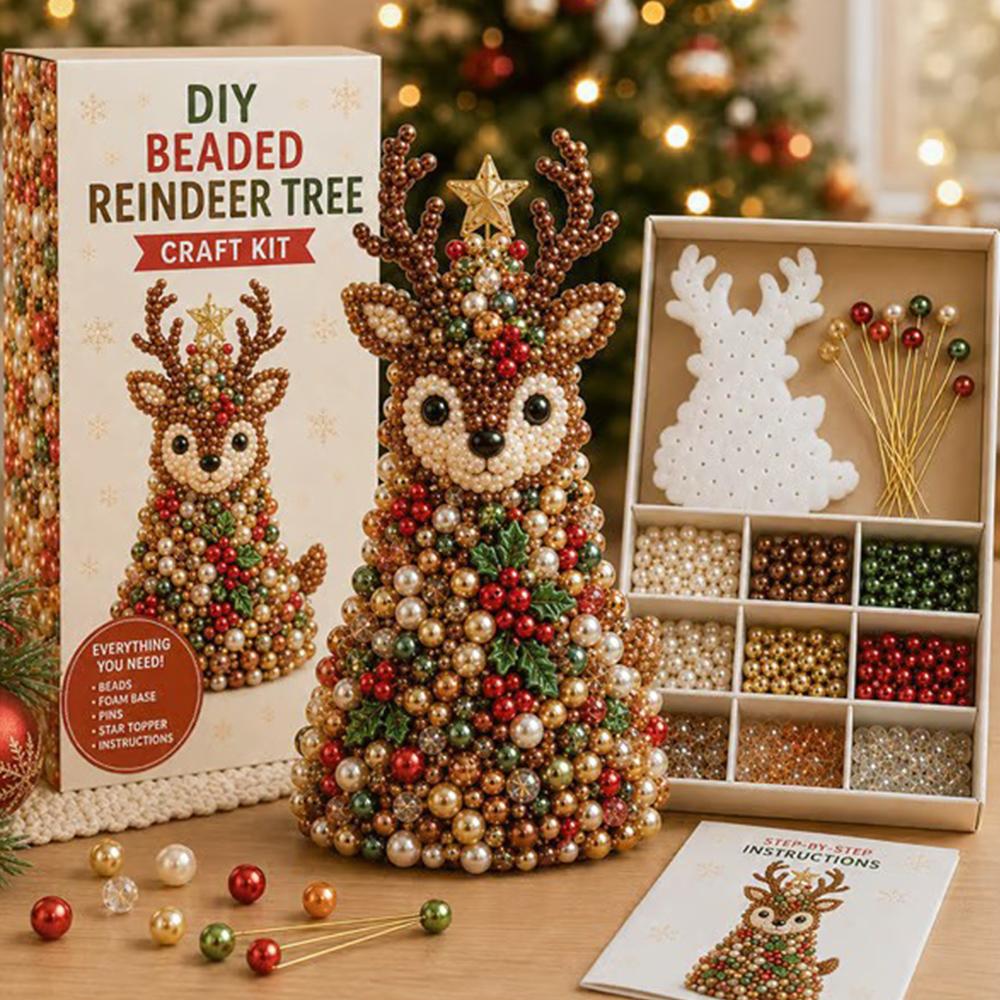 2026 NEW Animal-Themed Christmas Tree Making Kit Mini 3D Pearl Christmas Tree Desktop Decor Christmas DlY Craft Supplies Creati