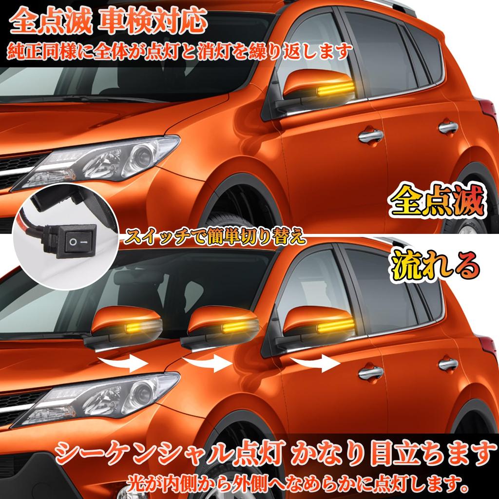 POPMOTORZ Sequential Side Mirror Turn Signals for 20 Series Vellfire 20 Vanguard 30 Noah 70 Estima 50 Estima Hybrid 20 RAV4 30 Series with Flowing