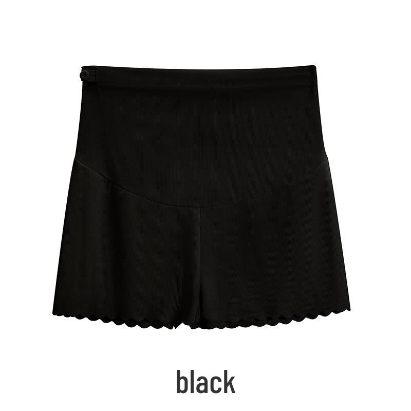 Pantaloni scurți de maternitate din mătase de gheață: Subțiri, cu suport pentru burtă, trei sferturi, îmbrăcăminte de exterior, stil de vară, croială largă, leggings anti-expunere.