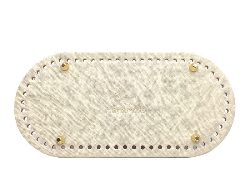 Handmade Leather Crochet Bag Base with Oval Logo - Quality DIY Accessory