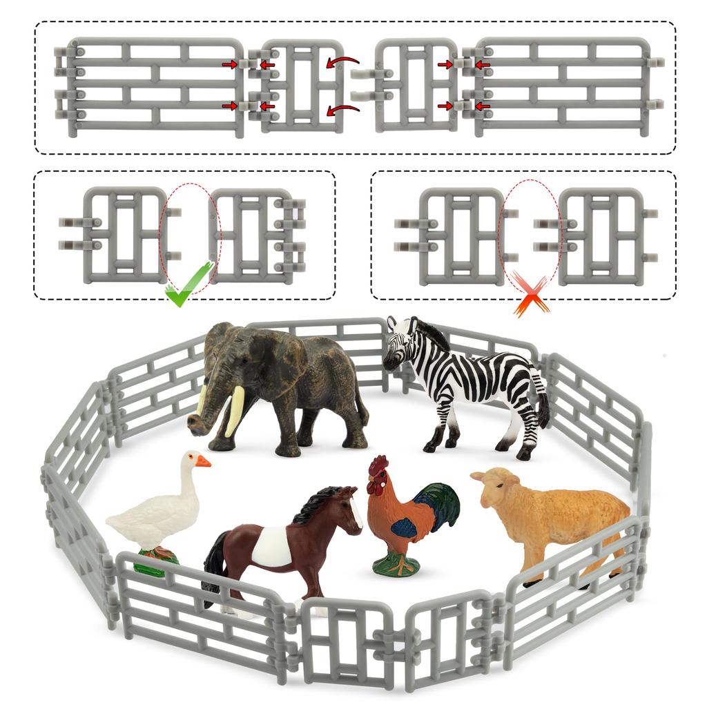 TOYMANY 50PCS Animal Figure Set Wild Animal Figure Farm Animal Figure Horse Figure Mini Fence Toy Realistic Animal Model Model Popular Animal Toy Toy