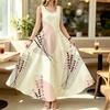 Women's Beach Maxi Dress Loose Sleeveless,Lightweight Breathable Simple Floral,Stylish Elegant Outfit for Daily Casual & Beach Vacation