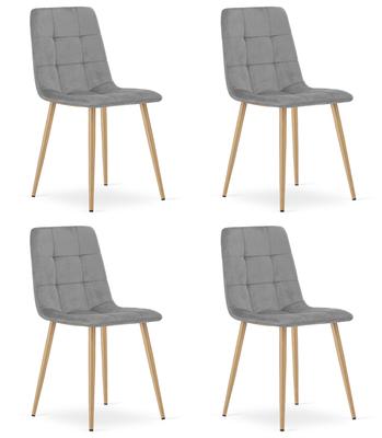 KARA Chair - Light Grey Velvet / Oak Legs X 4