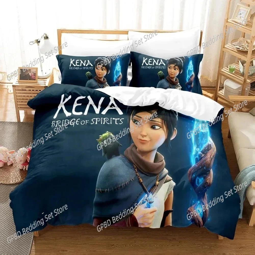 Comforter 3D Anime Game Bridge Spirits Kena Bedding Set 3D Printed Suitable For Bedroom Kids Home Textile