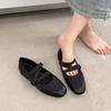 Shallow mouth flat bottom square head single shoes women's 2025 summer new cross strap ballet shoes French versatile Mary Jane shoes