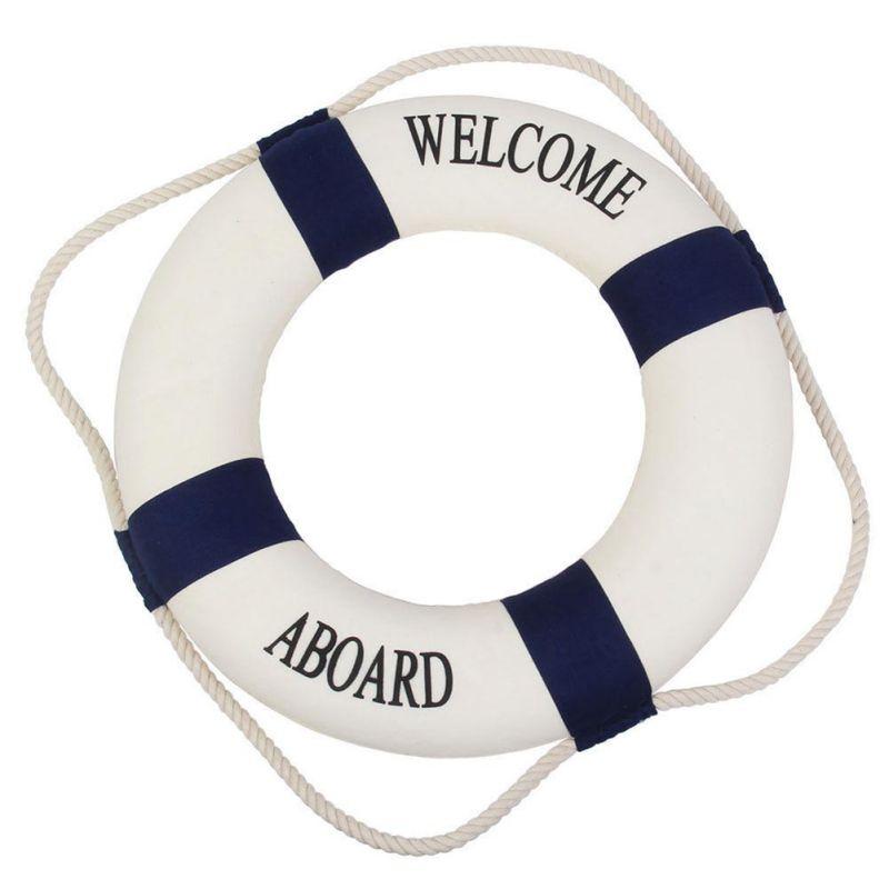 Nautical Life Ring Buoy Welcome Aboard Cloth Decorative Home Wall Hanging Decor Ornament Mediterranean Style Home Decoration
