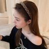 Vintage Brown Padded Headbands For Women Plaid Floral Print Hairbands Knitted Velvet Hair Hoops Plain Head Bands Accessories 1pc