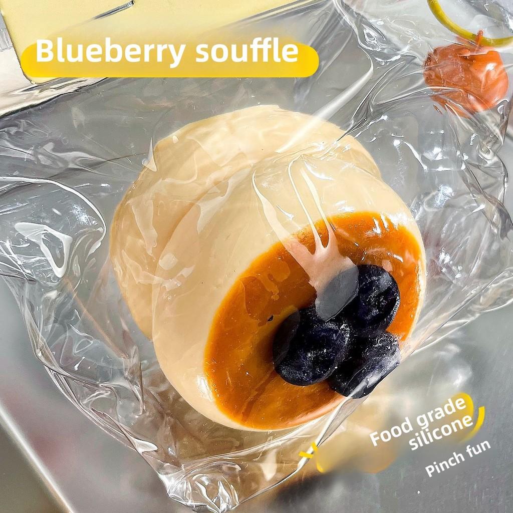 Food Grade Silicone Blueberry Souffle Stress Relief Toy With Anime Character For Kids And Adults
