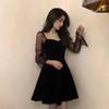2025 Korean Lace Summer Dress - Elegant, Slimming, Hepburn-Inspired Black Dress with Sun Protection
