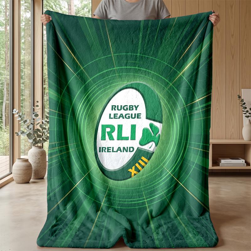 Coperta in Flanella Pile Rugby Irlanda Coperta Calda e Accogliente per Divano Letto Viaggio Uso in Tutte le Stagioni
