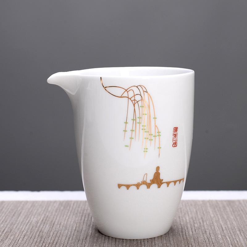 High-quality White Porcelain Fair Cup Teapot Hand Painted Tea Maker Kung Fu Tea Cup Gongdao Mug Teaware 280ml