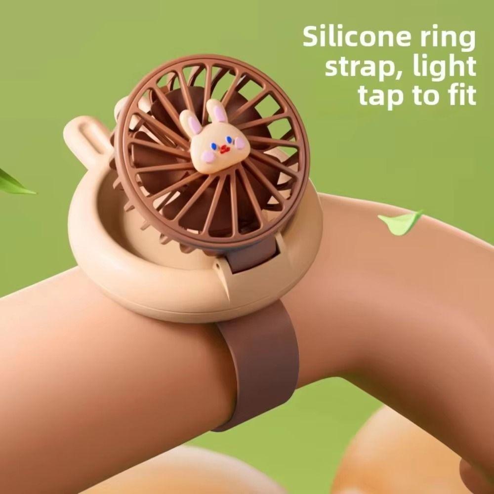 Handheld Mini Fan Mini Wearable Fan Watch 3 Speeds Cartoon Watch Design Fan USB Rechargeable Soft Wrist Strap Electric Fan