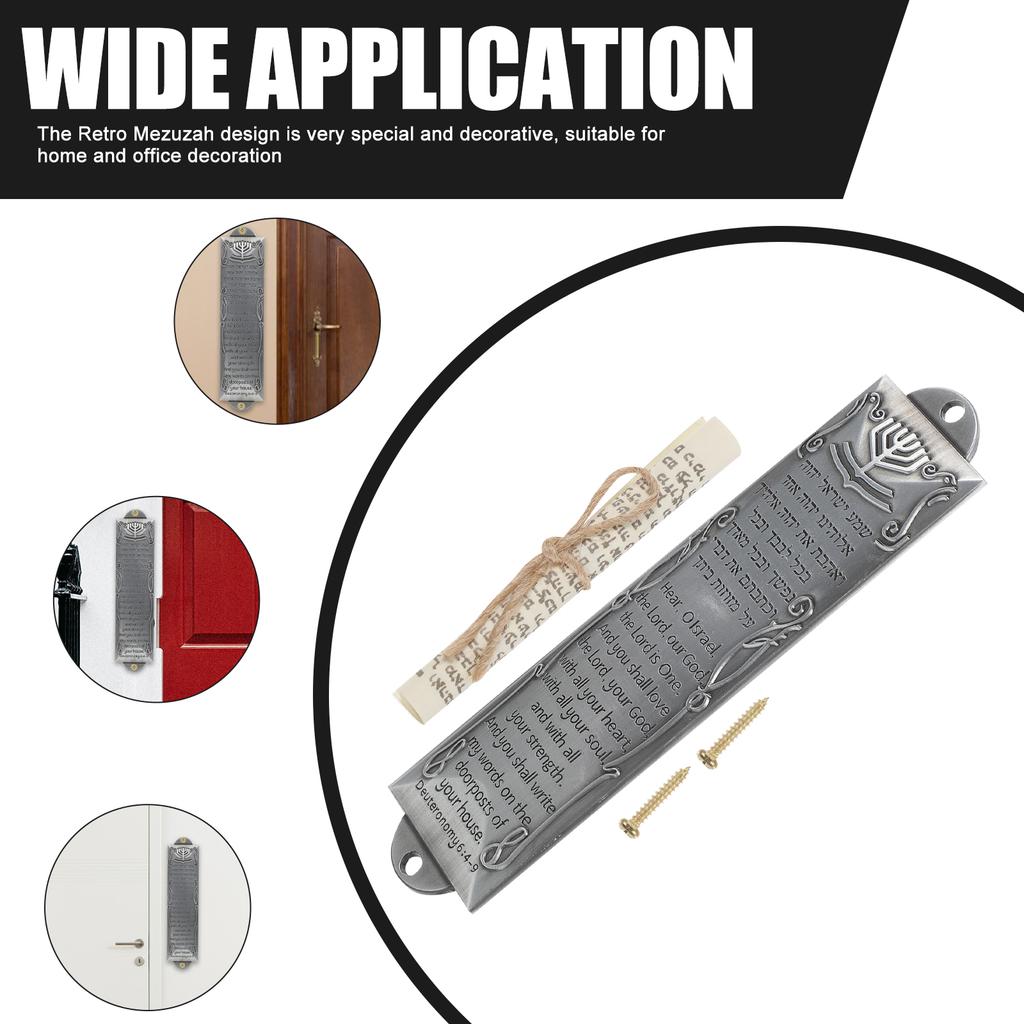 Mezuzah Door Scroll Decor Metal Je Case Alloy Religious Judaica Hebrew Blessing Mezuza House Holy Plaque Retro Ornament