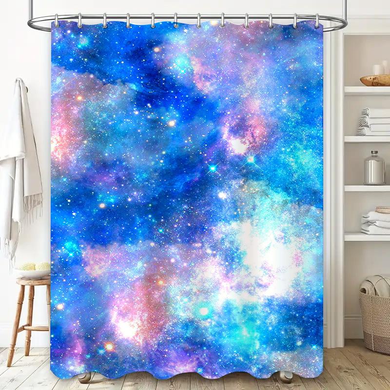 Colorful Shower Curtain Printed with Vibrant Abstract Patterns for Bathroom Decor (Gold/Silver/Pink/Teal)