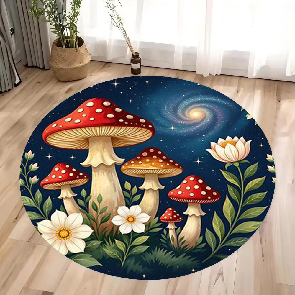 Enchanted Mushroom Kingdom Rug Colorful Round Forest Floor Mat Living Room Decor Bedroom Carpet Inspired By The Magical Forest
