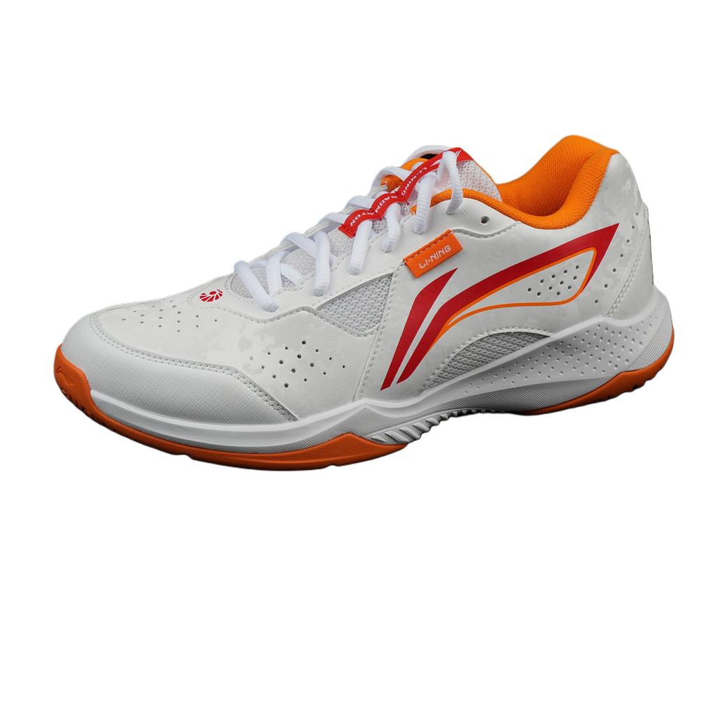 Li Ning Lightning Fast Comfortable Trendy Non-Slip Wear-Resistant Low-Top Badminton Shoes Unisex sneaker White Orange AYTU019-2
