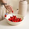 Kitchen Fruit Serving Set Bowl with 6 Colorful Forks Large Capacity Spiral Hygienic Bottom Fork Storage Hole for Snacks And Parties Dopamine Color