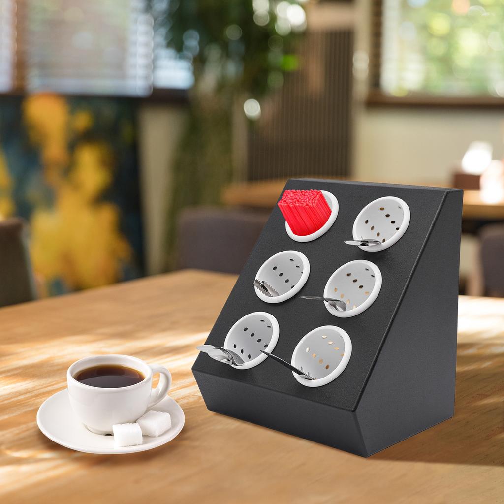 6-Compartment Stainless Steel Utensil Organizer, Knife Fork Spoon Storage Rack, Heavyweight Utensil Holder w/ 6 Removable Liners