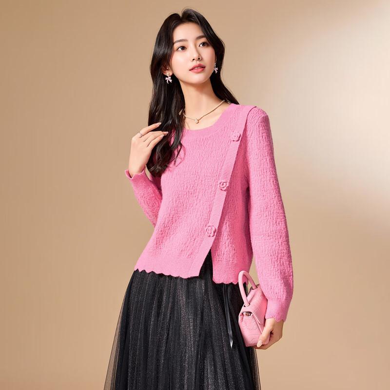 Französischer Stil 3D Floraler Strickpullover