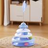 Rotating Cat Toy with 3-Tier Hollow Tracks Colorful Balls Detachable Portable Playground for Cats Interactive Cat Stick Turntable for Boredom Relief