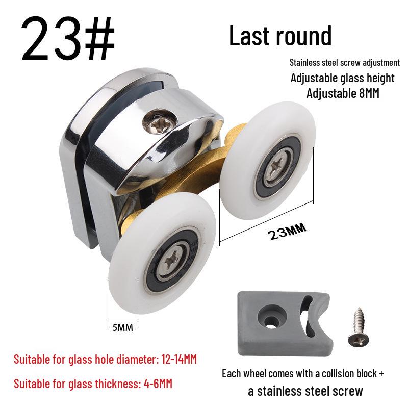 Vintage Glass Sliding Shower Door Double-Wheel Pulley Hardware Accessory Set