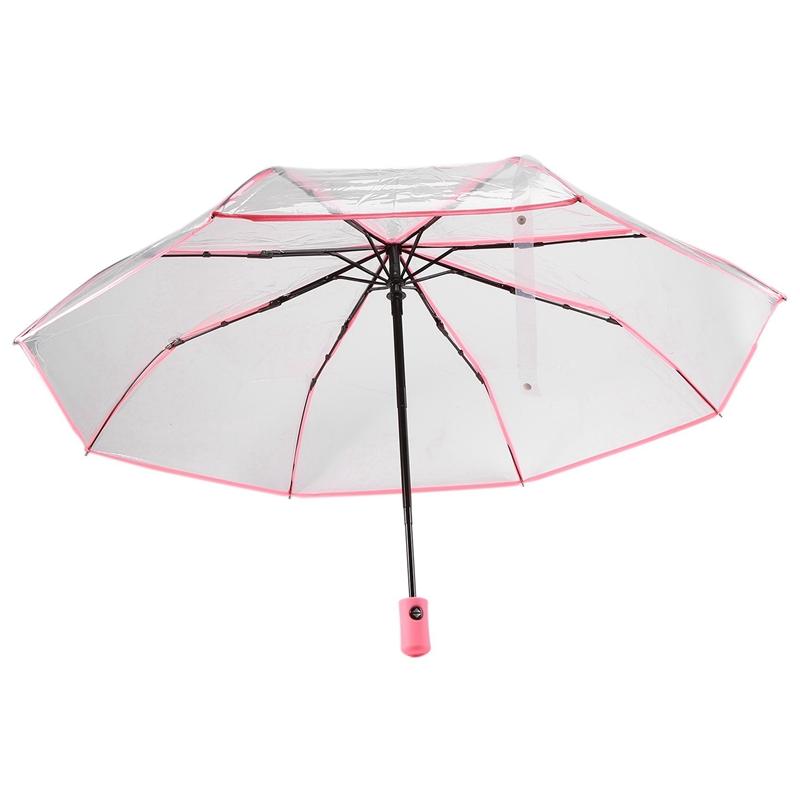 Promotion! Transparent Umbrella Automatic Umbrella Rain Women Men Sun Rain Auto Umbrella Compact Folding Windproof Style Clear U