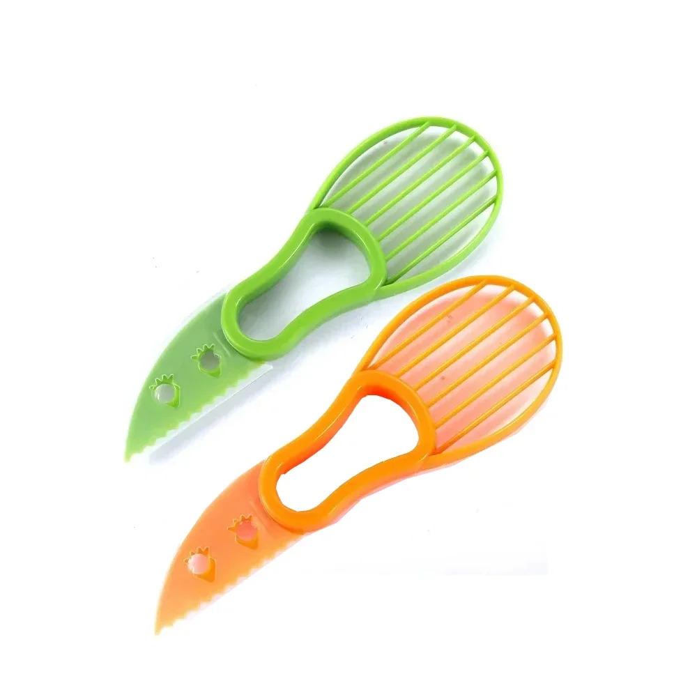 Cortador de Aguacate 3 en 1 Separador de Hueso Cuchillo de Plástico Pelador de Frutas Cortador Separador de Pulpa para Gadgets de Cocina Caseros Herramientas para Frutas y Verduras