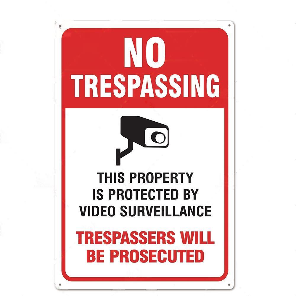 Vintage Metal Plate No Trespassing No Entry To Private Property Warning Sign Public Garage Workshop Wall Sign Decorative Tin Sig