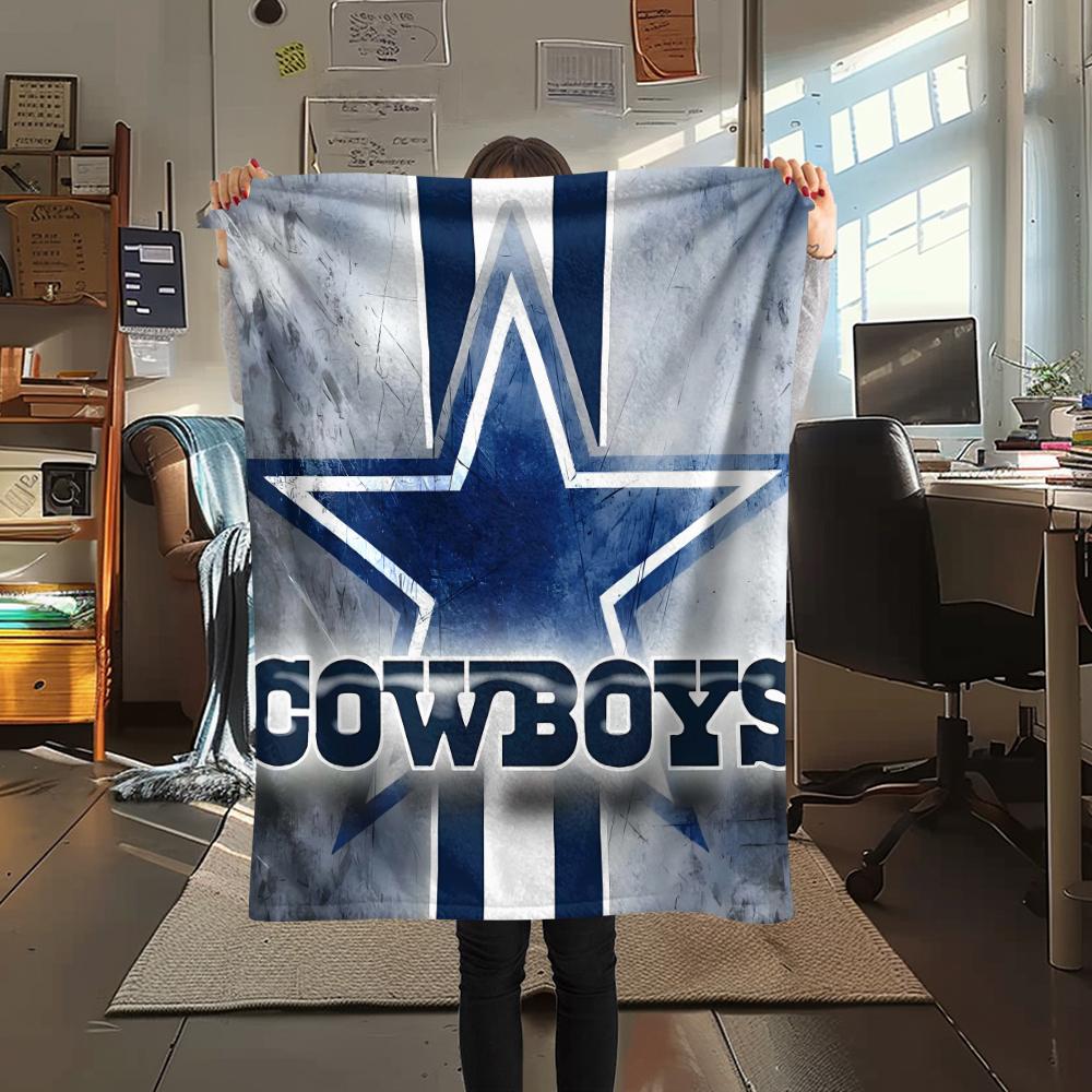 1Pc Cowboys Football Print Flannel Blanket, High quality Comfortable for All Seasons, Home Decor, Warmth and Comfort, Perfect for Gifts