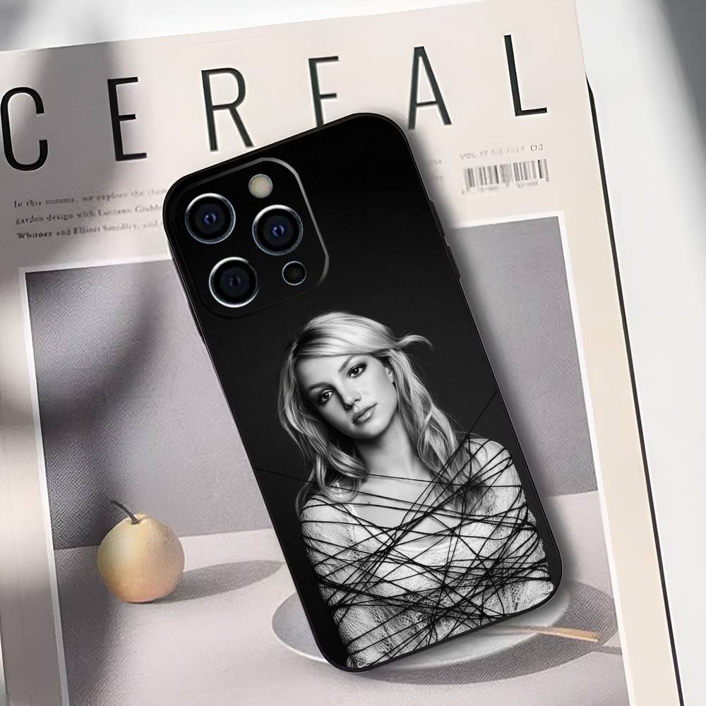 B-Britney Spears Phone Case For iPhone 17,16,15,14,13,12,11 Plus,Pro Max,XS,Soft Silicone Black Cover