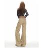 Women's Khaki Micro-Flared Casual Pants - Loose Fit, Autumn Retro Slimming Jeans