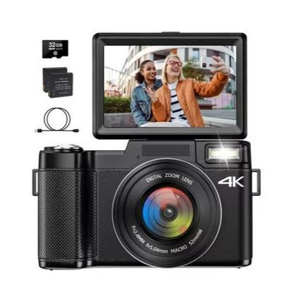 4K Ultra HD 48MP Digital Camera Camcorder with Flip Screen R2S