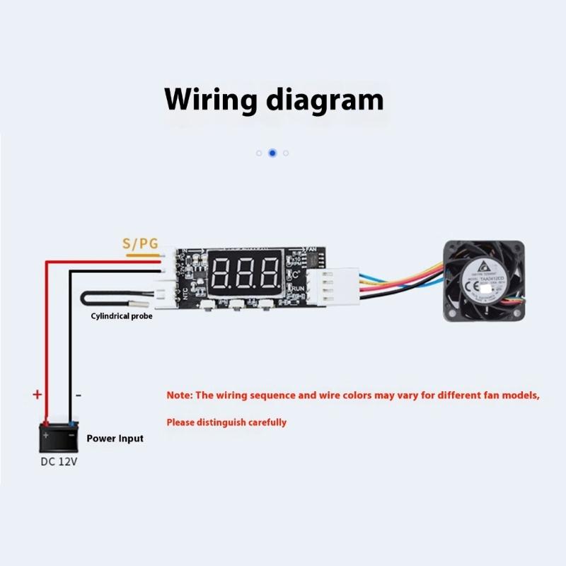 4Wire PWM Fan Speed Controller Module Board With Temperature Sensors Digital LCD Display DC12V 3A Auto Shutdown