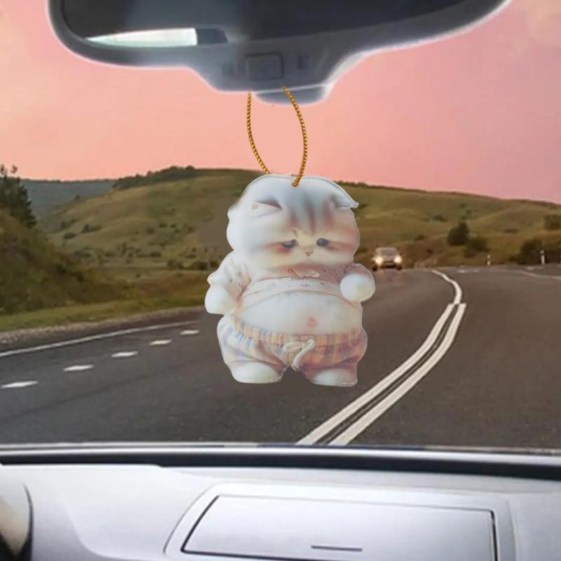 Feline/Canine Car Decors Acrylic Hanging Charm Easy Install Interior Styling Accessory Auto Interior Ornament for Vehicle