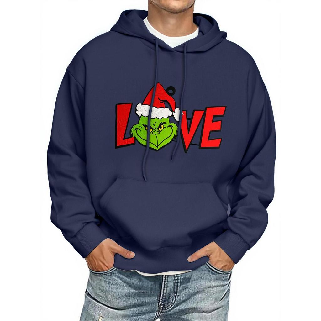 Men's Print Hooded Sweatshirt Long-Sleeve Casual Pullover Hoodie Hooded Sweatshirt