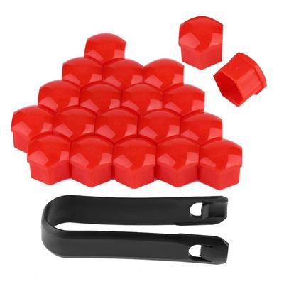 Elerose Wheel Screw Protection, 20pcs 19mm Car Wheel Nut Cap Auto Hub Screw Cover Bolt Rim External Protection (Red)